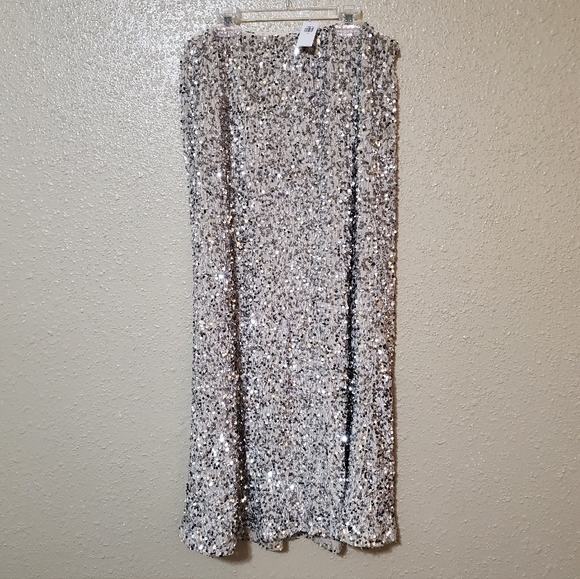 NWT Women's Old Navy Silver Sequin Thanksgiving / Christmas A-Line Maxi Skirt - Picture 11 of 16